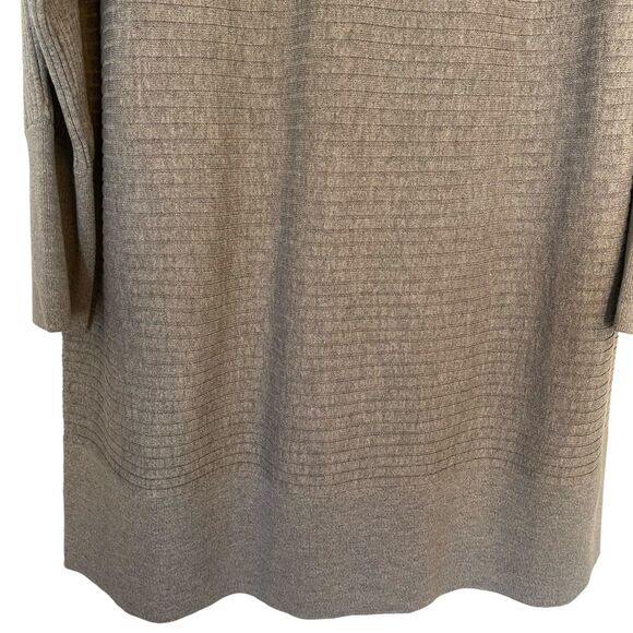 EILEEN FISHER Gray Extra Fine Merino Wool Ribbed Longsleeve Tunic Sweater Size L - Picture 4 of 7